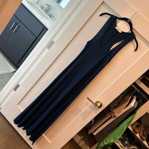 Black and blue striped racerback dress, size medium, very soft